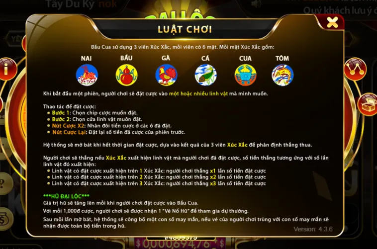 Minigame Bầu Cua Mini Tại HitClub Đỉnh Cao Cá Cược Lắc Linh Vật Siêu Tốc