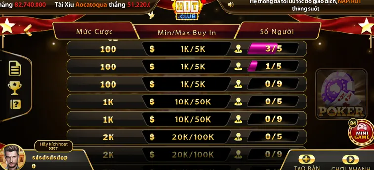 Bùng Nổ Cảm Xúc Cùng Sảnh Game Bài Poker Tại HitClub Đẳng Cấp Quốc Tế